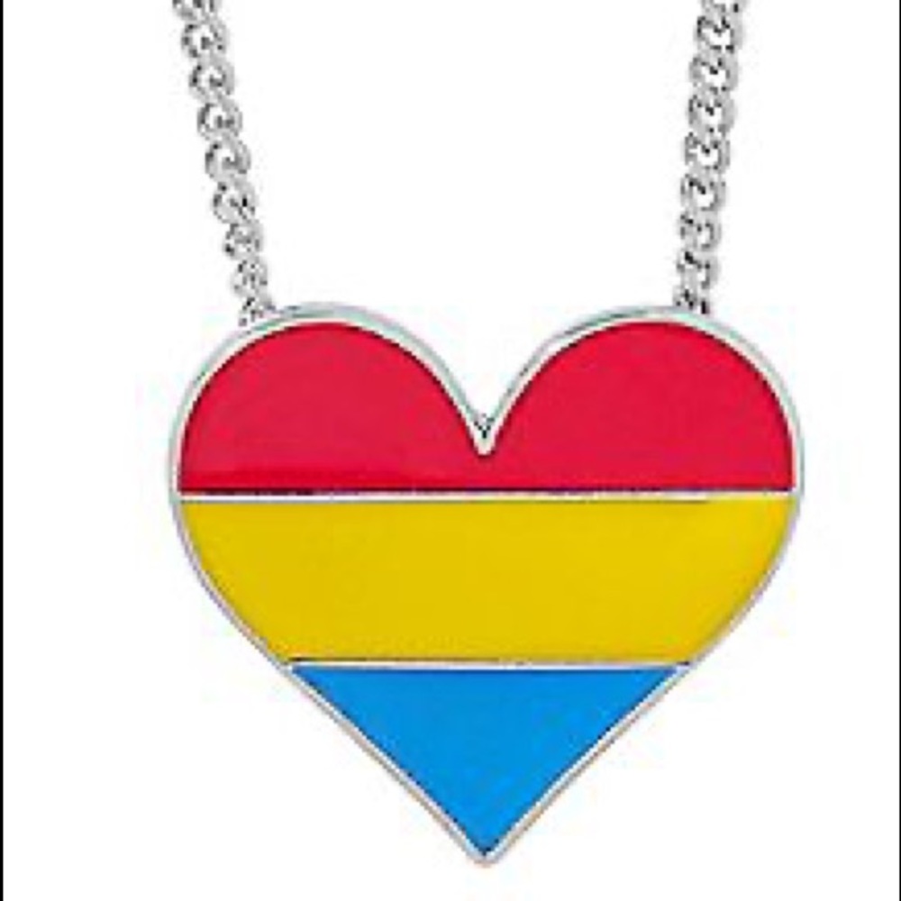 Pansexual Pride Flag Heart Necklace